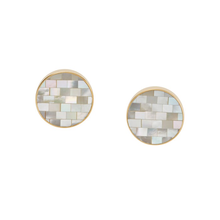 Skagen Agnethe Yellow Gold Coloured Mother of Pearl Stud Earrings