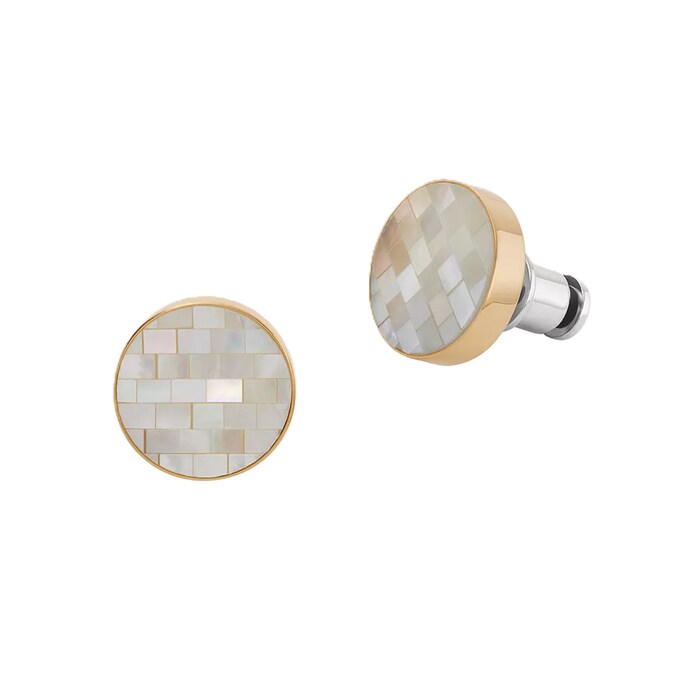 Skagen Agnethe Yellow Gold Coloured Mother of Pearl Stud Earrings