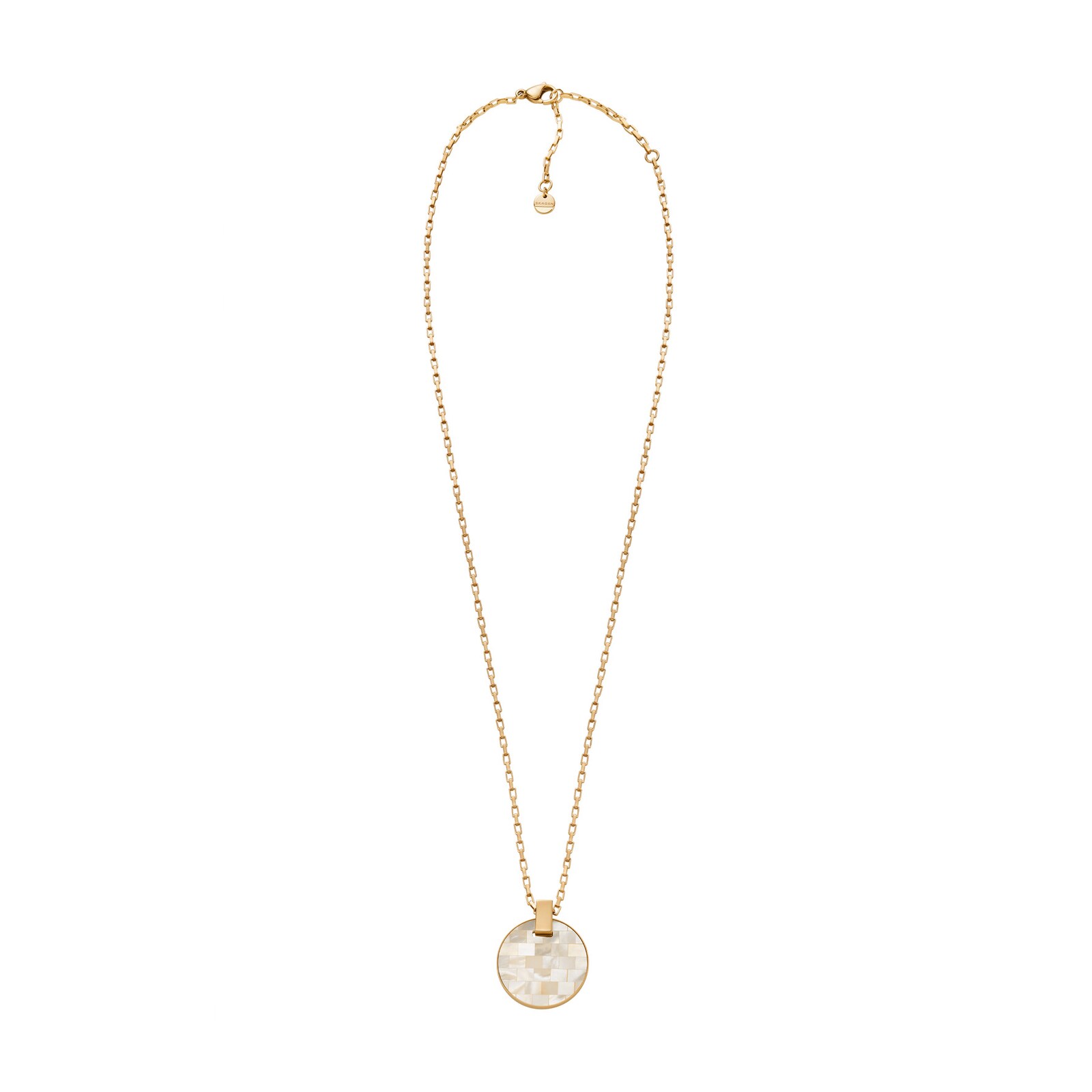 Skagen Agnethe Yellow Gold Coloured Mother Of Pearl Pendant Necklace