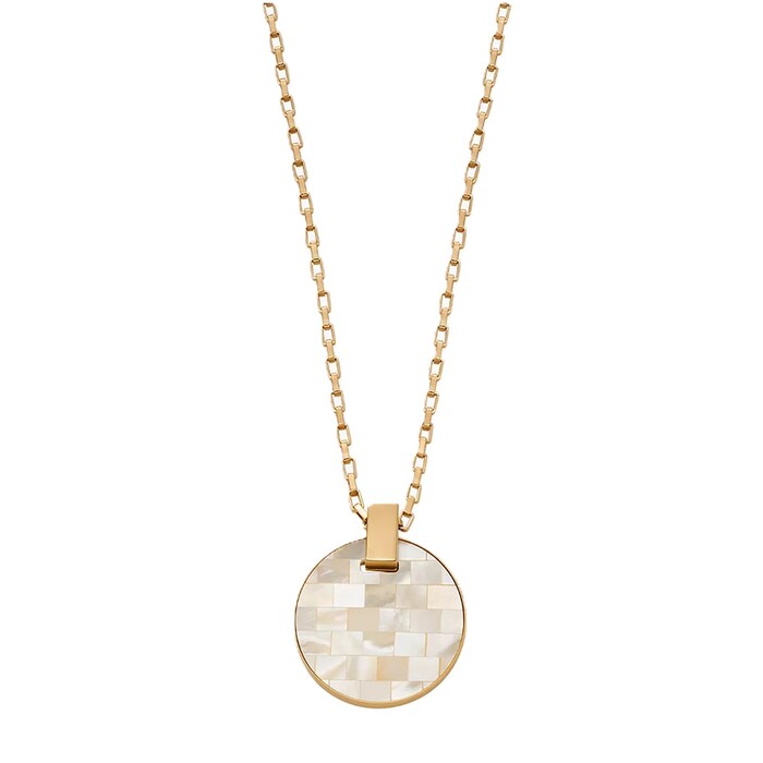 Skagen Agnethe Yellow Gold Coloured Mother Of Pearl Pendant Necklace