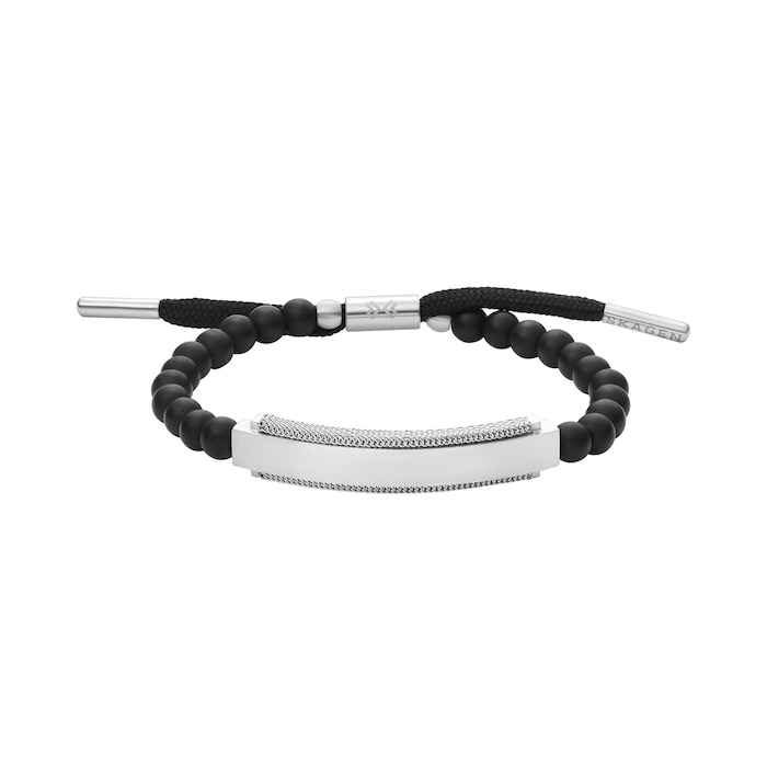 Skagen Hulsten Black Glass Beaded Bracelet