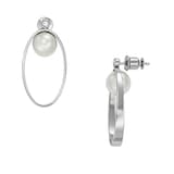 Skagen Agnethe White Glass Pearl Hoop Earrings