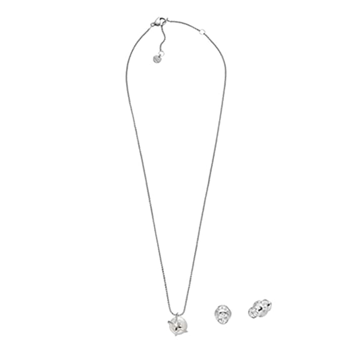 Skagen Agnethe White Mother Of Pearl Necklace & Earrings Set
