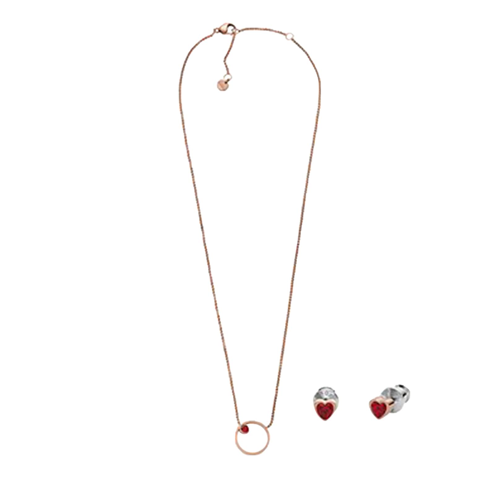 Skagen Kariana Rose Gold Tone Stainless Steel Necklace & Earrings Set