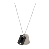 Emporio Armani Gents Steel and Onyx Dog Tag Necklace