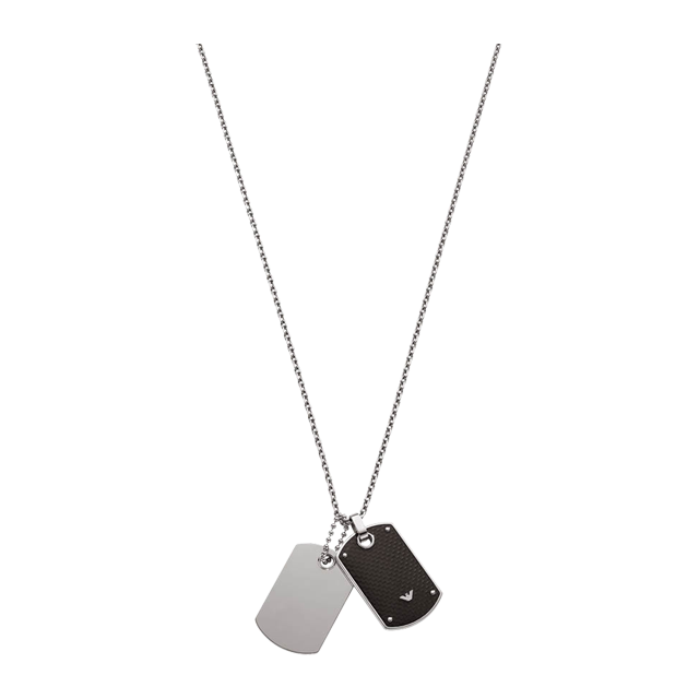 Emporio Armani Gents Carbon Fibre Dog Tag Necklace