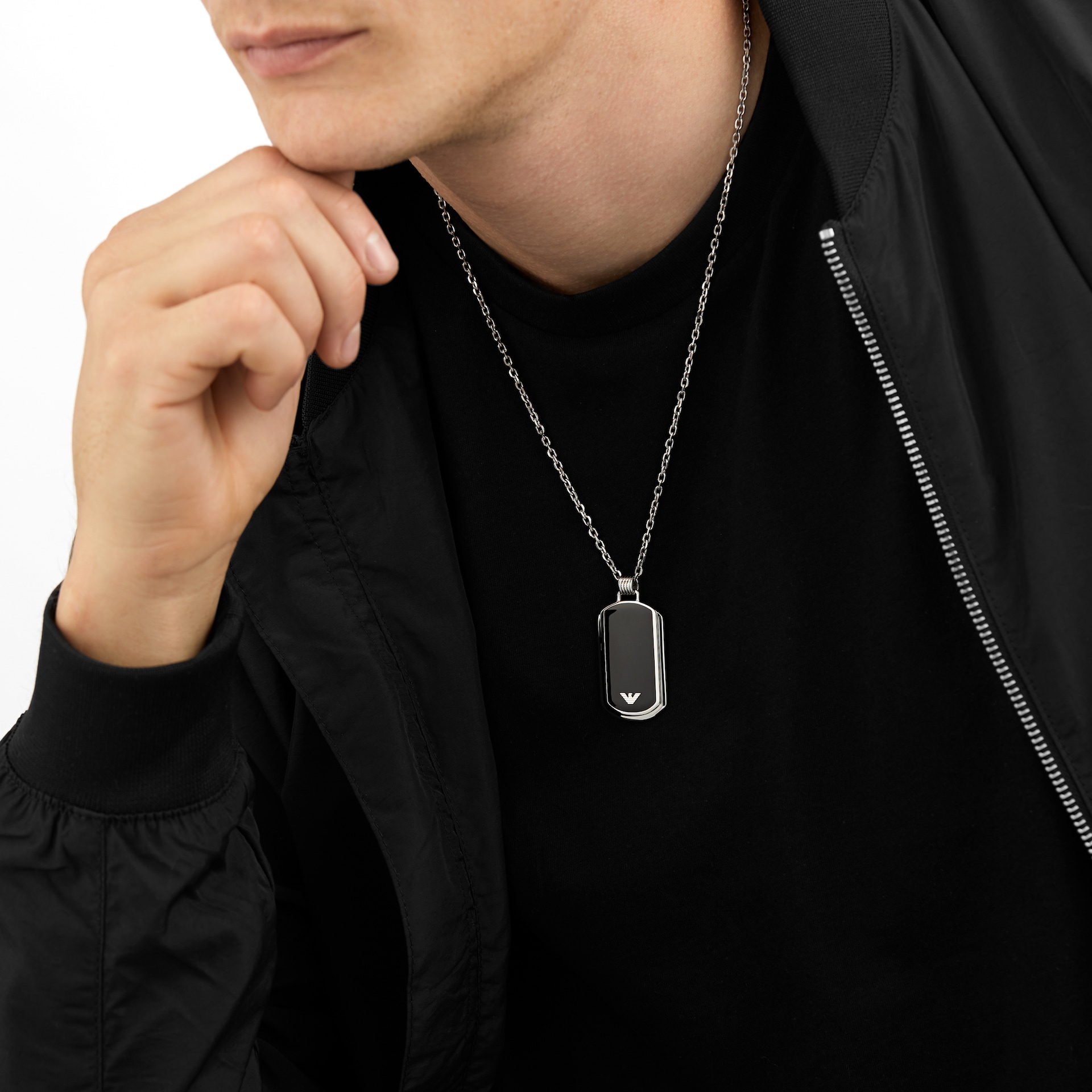 Emporio Armani Men's Black Matte Necklace