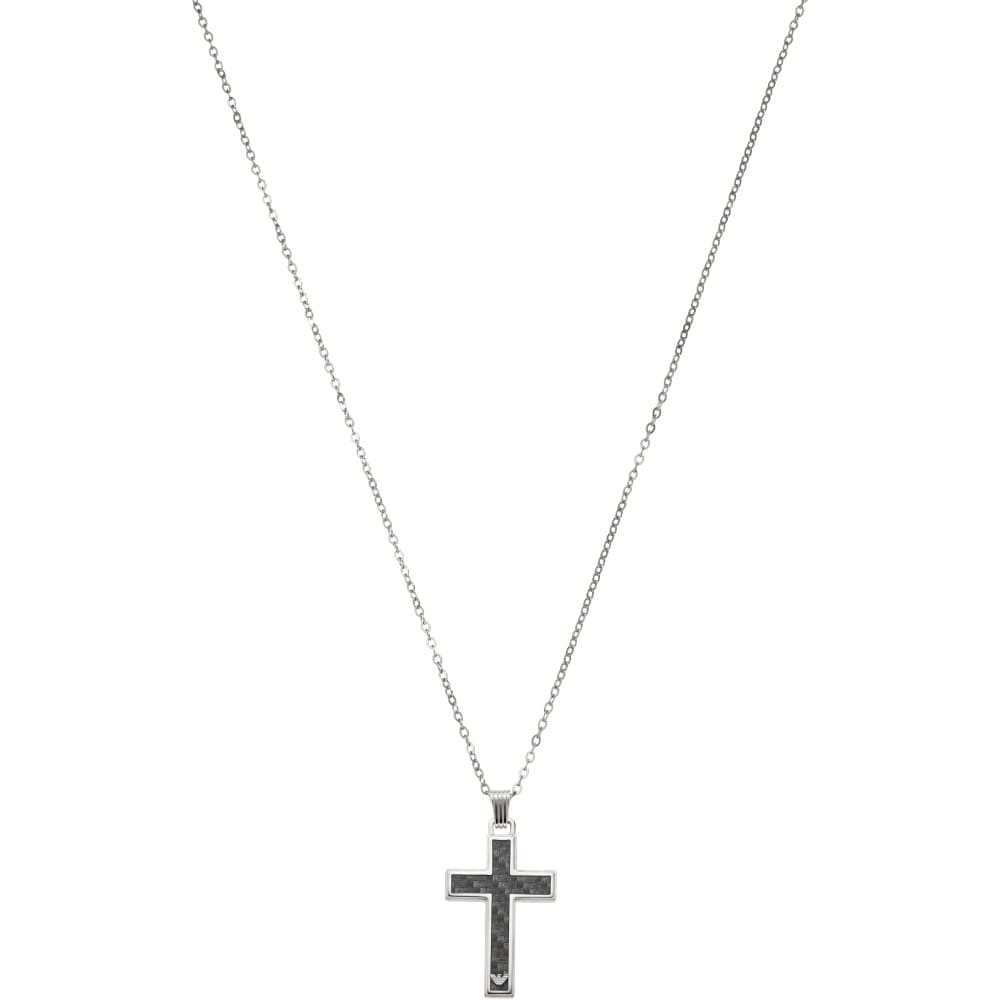 Emporio Armani Men's Carbon Fibre Cross Necklace EGs1705040 Emporio Armani Men's Carbon Fibre Cross Necklace EGs1705040