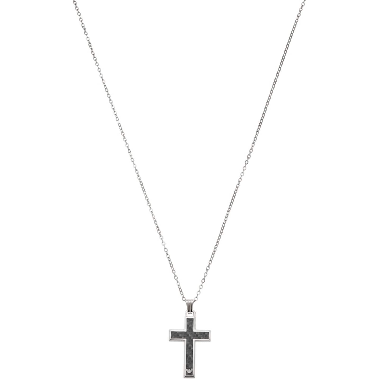 Emporio Armani Men's Carbon Fibre Cross Necklace EGs1705040