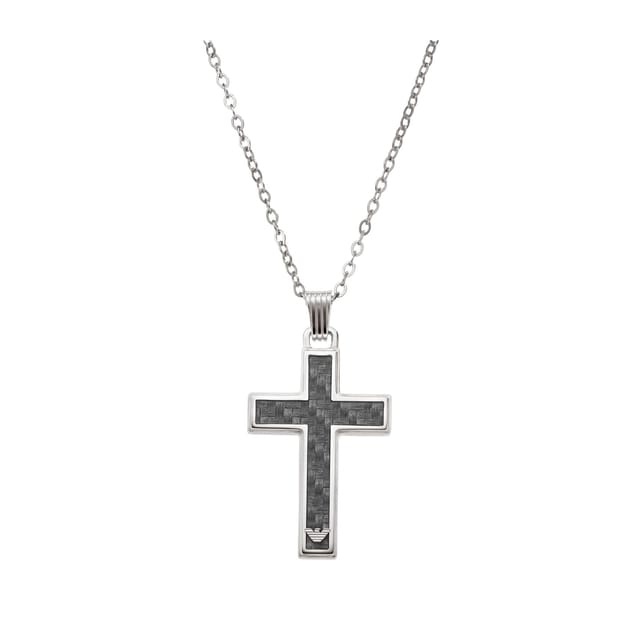 Emporio Armani Men s Carbon Fibre Cross Necklace EGs1705040