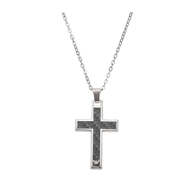 Emporio Armani Men's Carbon Fibre Cross Necklace EGs1705040 Emporio Armani Men's Carbon Fibre Cross Necklace EGs1705040