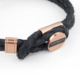 Emporio Armani Leather and Rose Gold Tone Men's Bracelet
