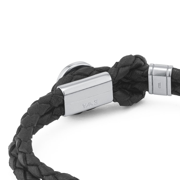 Emporio Armani Men's Signature Black Leather Bracelet EGS2178040