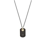 Emporio Armani Black Leather Dog Tag Necklace