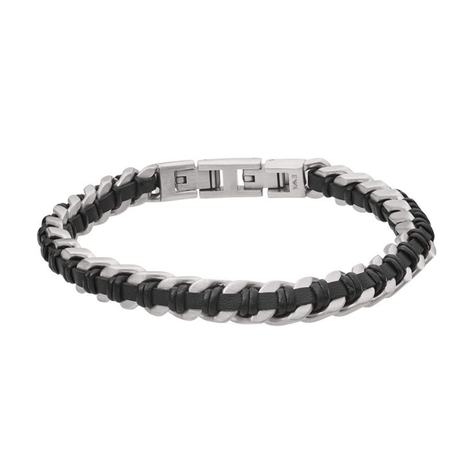 Emporio Armani Stainless Steel Mens Leather Chain Bracelet