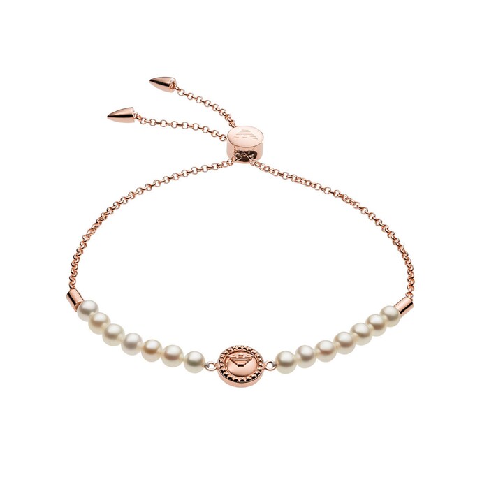 Emporio Armani Rose Gold Coloured Fresh Water Pearl Slider Bracelet