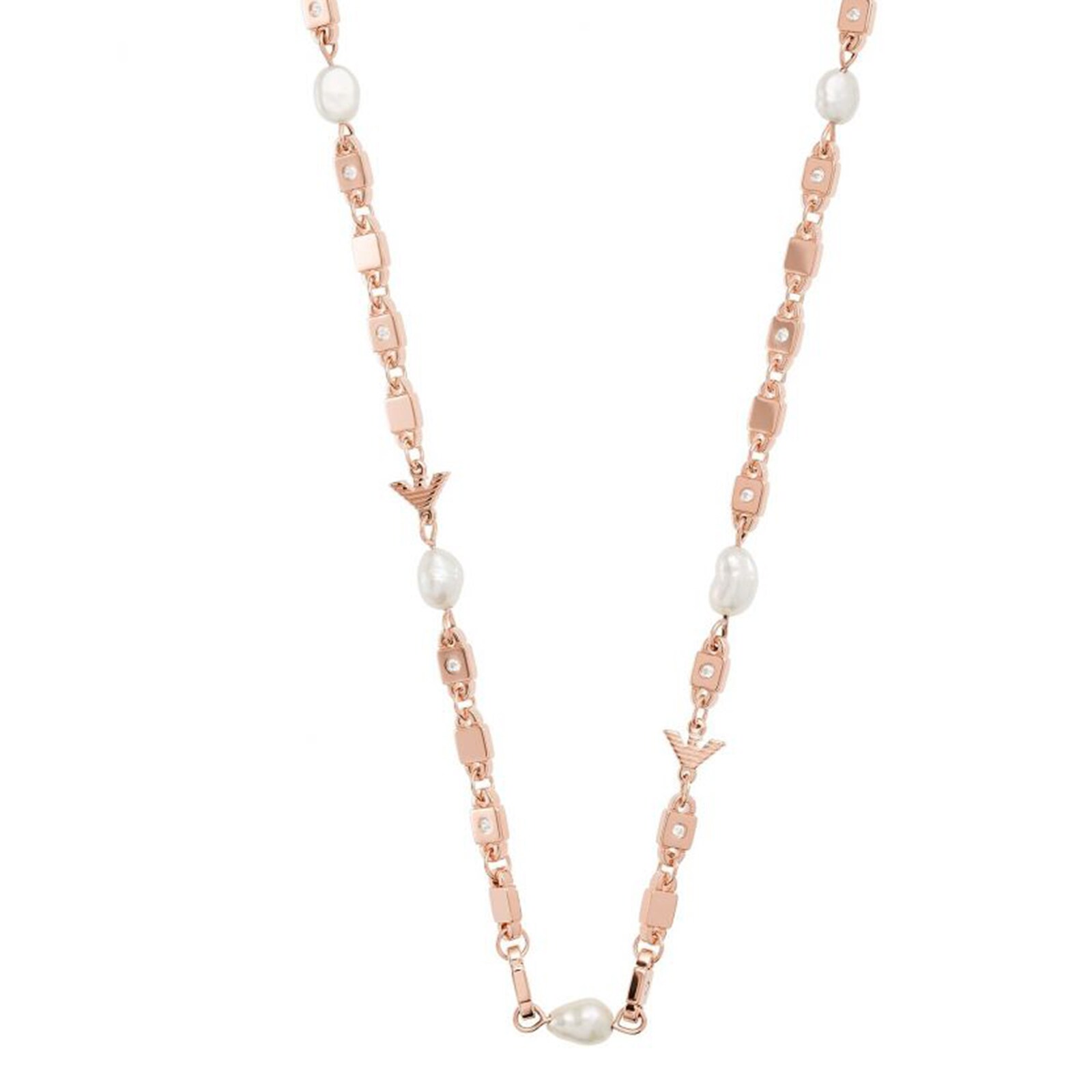 Emporio Armani Rose Gold Coloured Logo Link Necklace