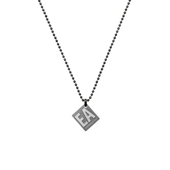 Emporio Armani Mens Gun Metal Logo Necklace Emporio Armani Mens Gun Metal Logo Necklace