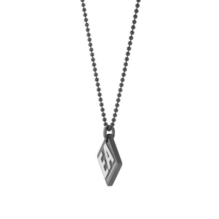 Emporio Armani Mens Gun Metal Logo Necklace