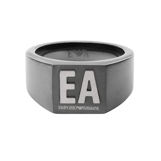 Emporio Armani Gun Metal Logo Ring Emporio Armani Gun Metal Logo Ring