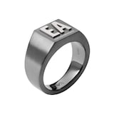 Emporio Armani Gun Metal Logo Ring