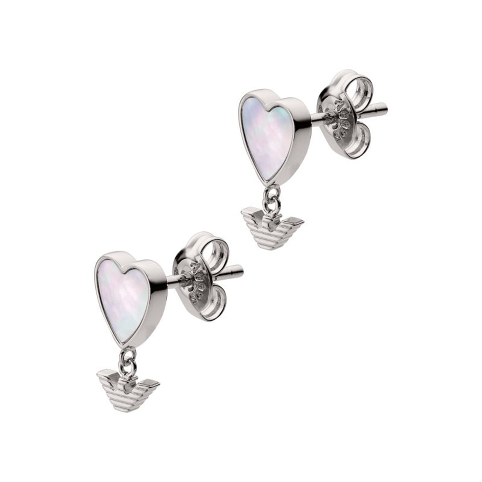 Emporio Armani Silver & Mother of Pearl Heart Earrings