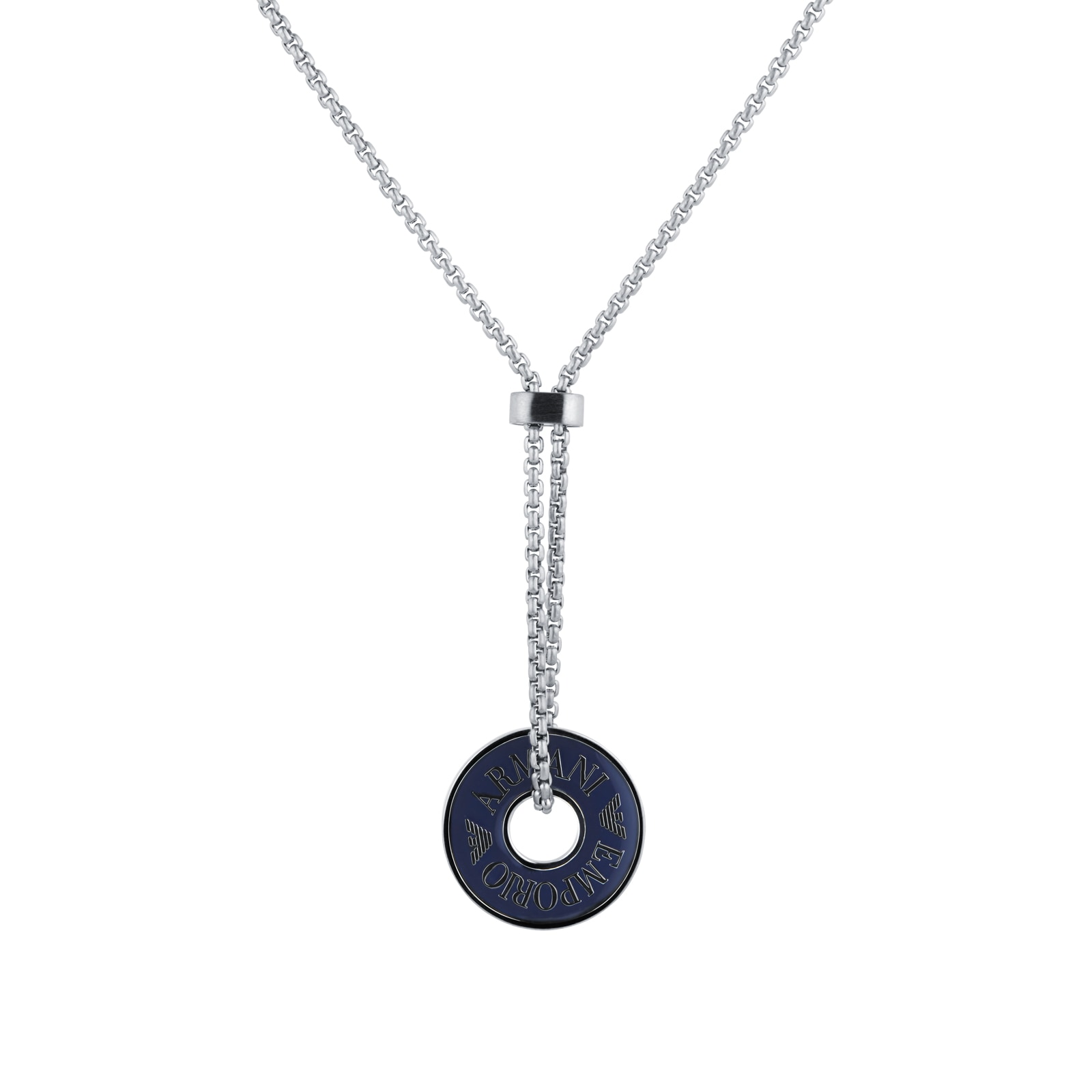 Emporio Armani Mens Stainless Steel Blue Open Disc Pendant