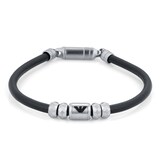 Emporio Armani Mens Stainless Steel Essential Leather Bracelet