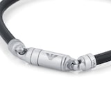 Emporio Armani Mens Stainless Steel Essential Leather Bracelet