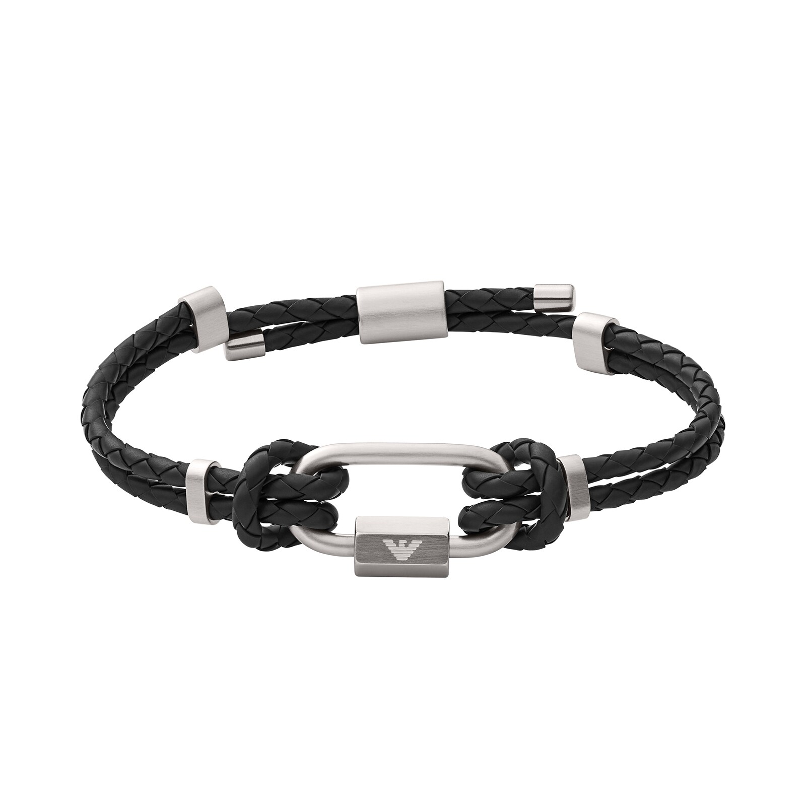 Emporio Armani Mens Stainless Steel Fashion Rubber Cord Bracelet