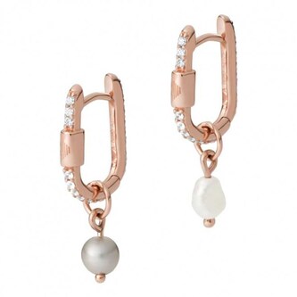 Emporio Armani Rose Gold Coloured Pearl Drop Cubic Zirconia Earrings