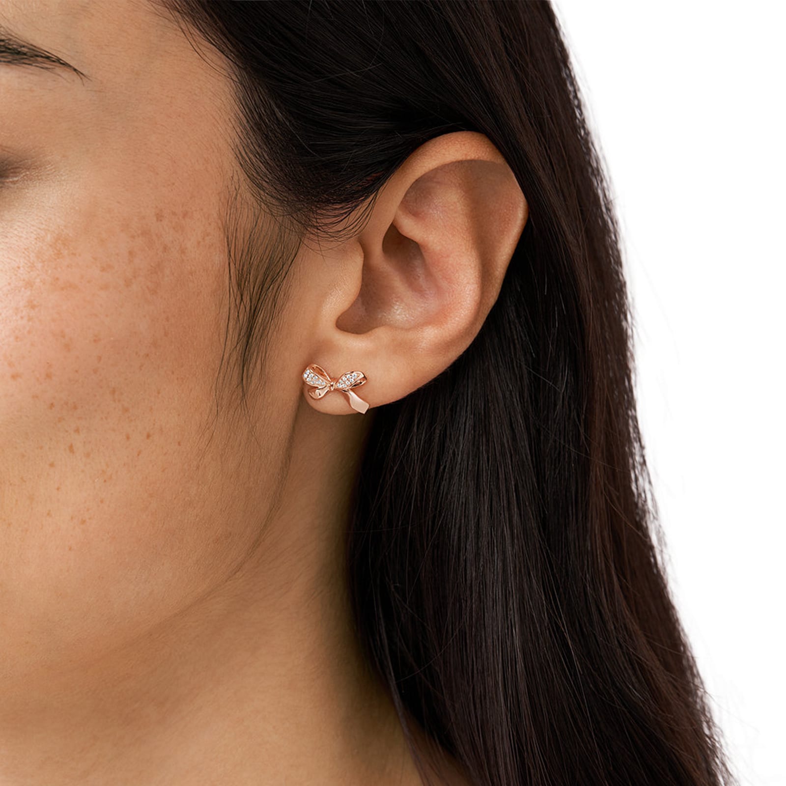 Emporio Armani Rose Gold Coloured Cubic Zirconia Bow Stud Earrings