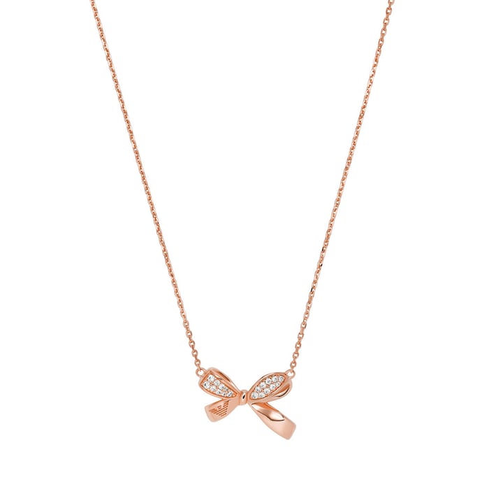 Emporio Armani Rose Gold Coloured Cubic Zirconia Bow Necklace