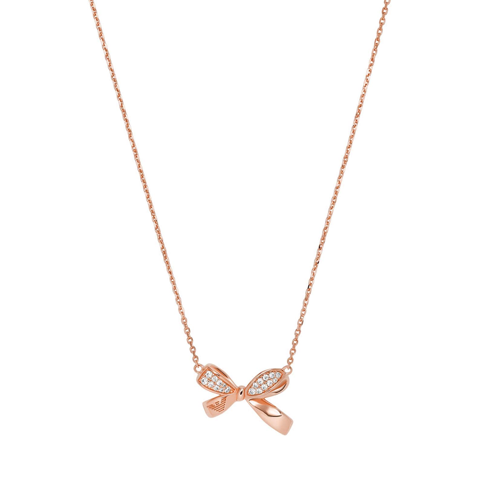 Emporio Armani Rose Gold Coloured Cubic Zirconia Bow Necklace