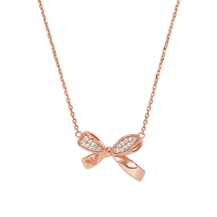 Emporio Armani Rose Gold Coloured Cubic Zirconia Bow Necklace