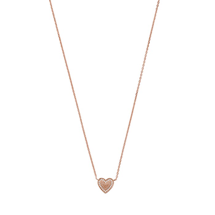 Emporio Armani Rose Gold Coloured Cubic Zirconia Heart Necklace