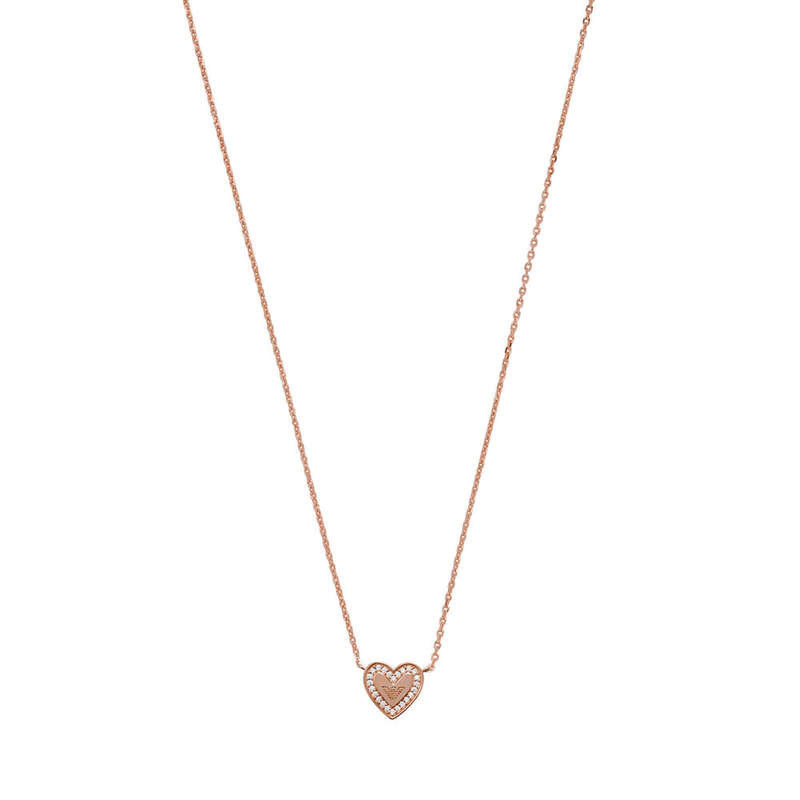 Emporio Armani Rose Gold Coloured Cubic Zirconia Heart Necklace ...