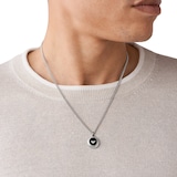 Emporio Armani Mens Stainless Steel & Black Onyx Pendant