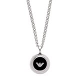 Emporio Armani Mens Stainless Steel & Black Onyx Pendant