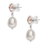 Emporio Armani Silver Pearl Logo Drop Earrings