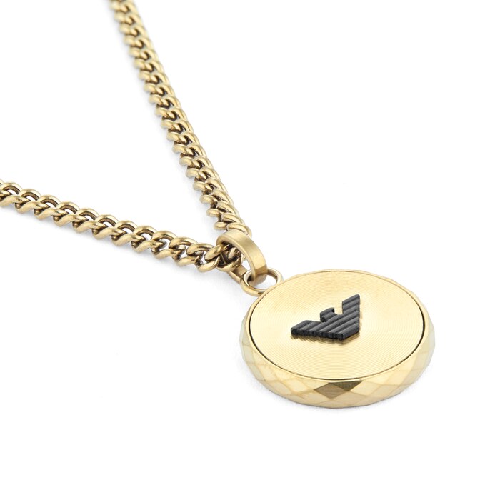 Emporio Armani Mens Gold Tone Dog Tag Pendant