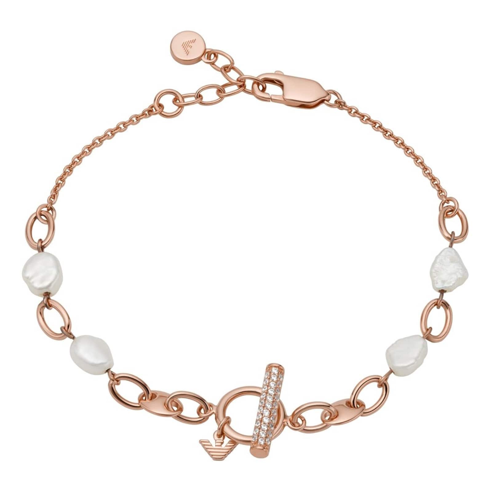 Emporio Armani Rose Gold Coloured Cubic Zirconia & Pearl Bracelet
