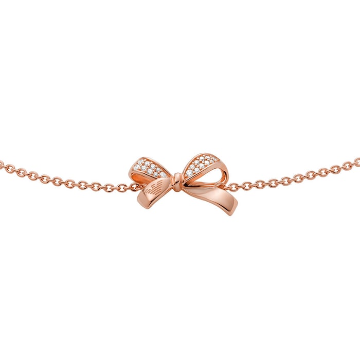 Emporio Armani Rose Gold Coloured Cubic Zirconia Bow Bracelet