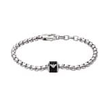 Emporio Armani Mens Black & Stainless Steel Bracelet