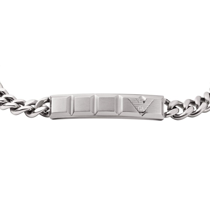 Emporio Armani Mens Black & Stainless Steel Chain Bracelet