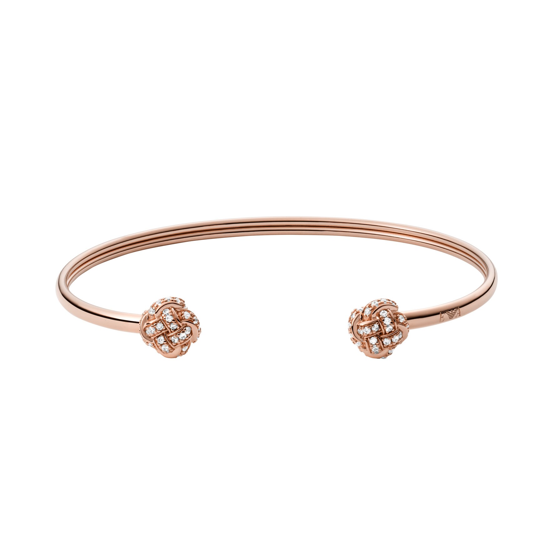 Emporio Armani Ladies Rose Gold Coloured Sterling Silver Cuff Bangle