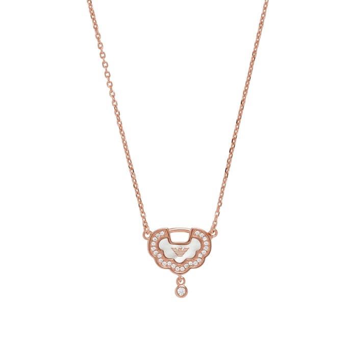 Emporio Armani Ladies Rose Gold Coloured Sterling Silver Necklace