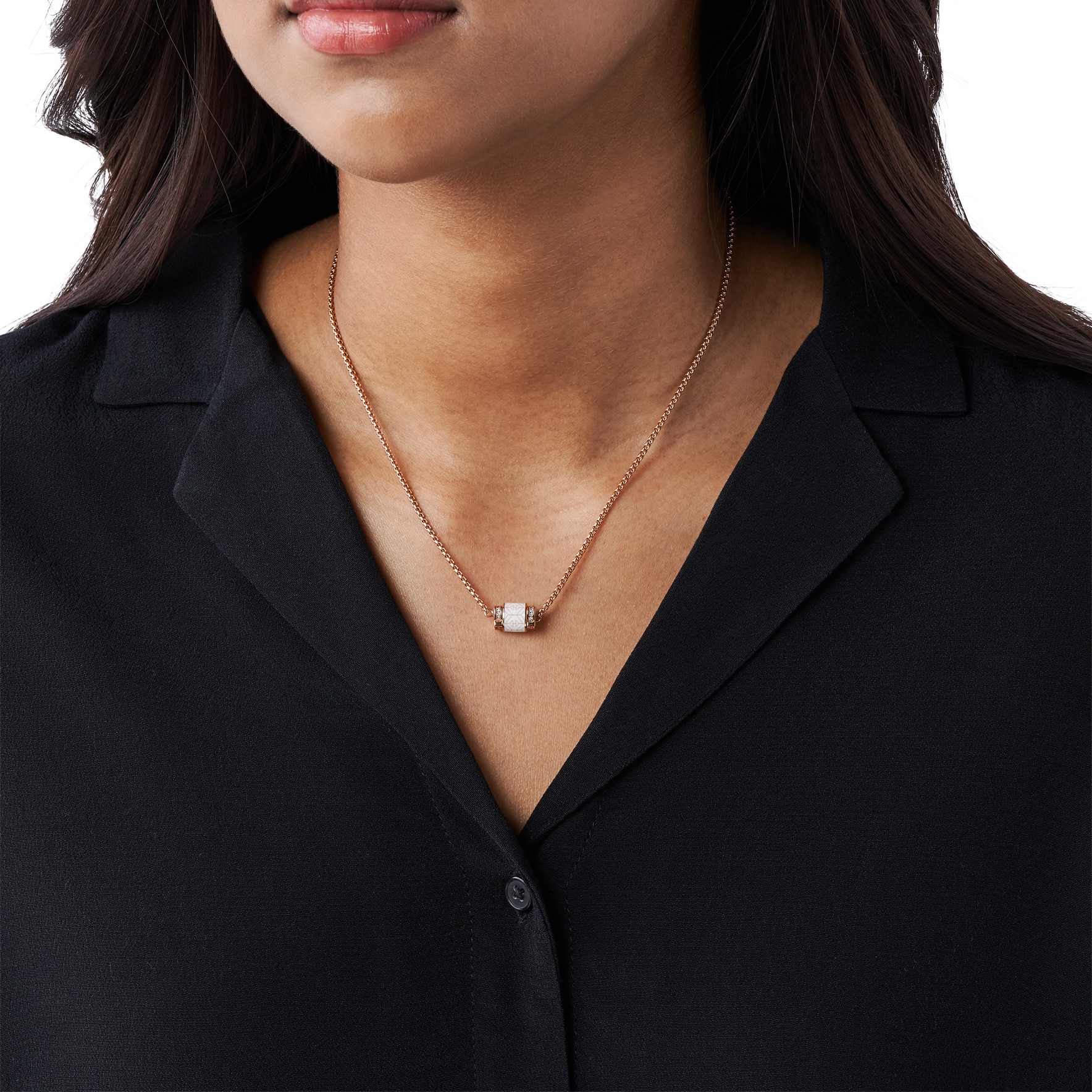 Emporio Armani Ladies Rose Gold Coloured Stainless Steel Necklace