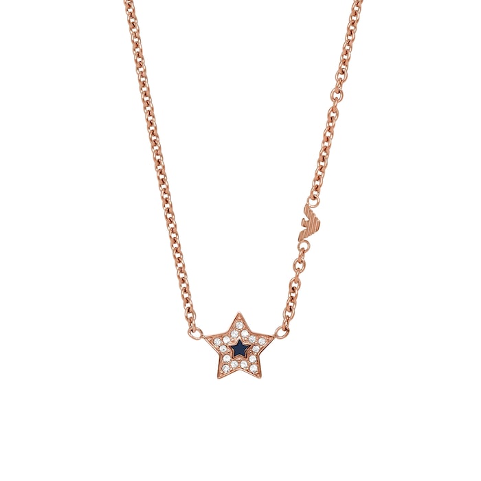 Emporio Armani Ladies Rose Gold Coloured Stainless Steel Heart Necklace