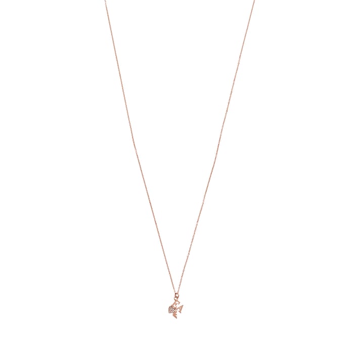 Emporio Armani Ladies Rose Gold Coloured Stainless Steel EA Logo Necklace
